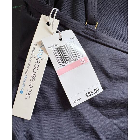 NWT! Bleu Rod Beattie Women's Black Front Twist Tankini Swim Top - Size 10 - Picture 8 of 9